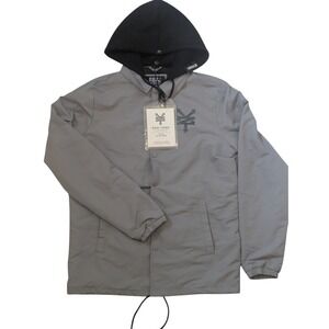 Zoo York Men’s Gray Coaches Jacket Detachable Hood Size S